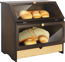 HOMEKOKO Large Bamboo Two-Layer Bread Box with Drawer, Double Layers Large Bread picture