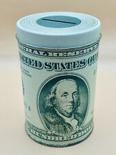 Vintage 1988 Ben Franklin One Hundred Dollar Bill Tin Bank 4.5” picture