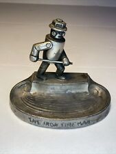 IRON FIREMAN Ashtray A.C. Rehberger Chicago ART DECO Spelter Metal Robot SEE picture