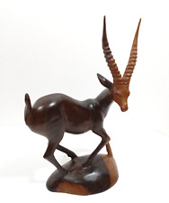 Hand Carved Wood Gazelle Impala Antelope Figurine Shelf Decor picture
