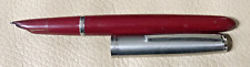 Vintage PARKER 21 Stainless Steel & Burgundy Fountain Pen picture