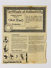 Chuck Jones 1980s Certificate Authenticity VTG Looney Tunes Warner COA Only  picture