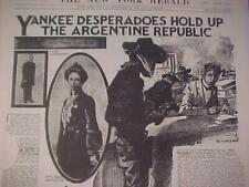 VINTAGE NEWSPAPER HEADLINE~ BANK ROBBER BANDITS SUNDANCE KID BUTCH CASSIDY  1906 picture