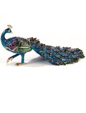 Kubla Craft Bejeweled Enameled Trinket Box: Peacock Box, Item# 3116 picture