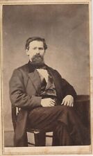 Professional Male CDV Cab Card Bearded Seated 3 piece suit vest tails antique picture