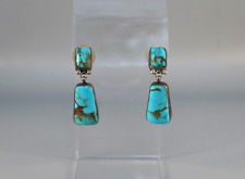 Vintage Navajo Sterling and Turquoise Earrings Signed V.C.Hale picture