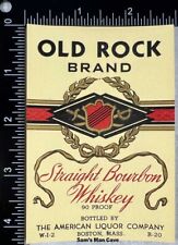 Old Rock Straight Bourbon Whiskey Label - MASSACHUSETTS picture