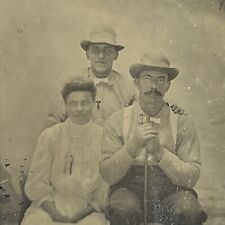 Antique Tintype Photograph Lovely Family Man Woman Grown Son picture