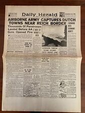 Vintage British Wartime Daily Herald Newspaper Monday September 18 1944 picture