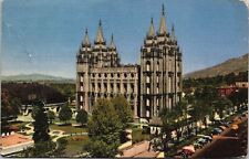 Salt Lake City Mormon Temple Square Church Jesus Christ Cancel 1952 Postcard picture