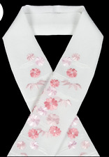 Japanese Woman's Kimono Embroidery HAN ERI collar 7 White Flower picture