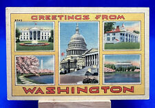 Greetings From Washington (DC) Multi-View Vintage Linen Postcard Posted 1946 picture
