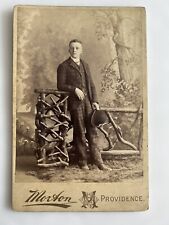 1890'S ANTIQUE CABINET CARD HANDSOME YOUNG MAN WITH BOWLER HAT providence, RI picture