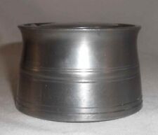 Antique Continental Pewter Inkwell Round Base and Hinged Lid W/ Porcelain Insert picture