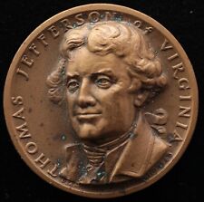 KAPPYSCOINS G7925 THOMAS JEFFERSON HIGH RELIEF BRONZE MEDAL 32MM picture