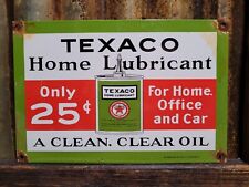 VINTAGE TEXACO PORCELAIN SIGN TEXAS CO. HOME LUBRICANTS GAS STATION MOTOR OIL picture