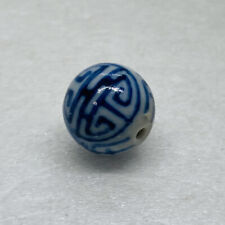 Vintage 1970s Chinese Blue White Porcelain Bead Necklace Bracelet 15mm Decor 7 picture
