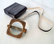 Vintage Henry Hughes Brass Magnifying Glass With Leather Case Reader Magnifying picture