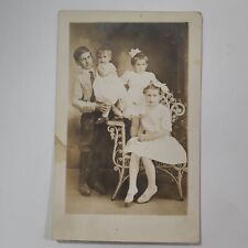 Family Children Portrait Brother Three Sisters Clothing Hair Shoes RPPC Postcard picture