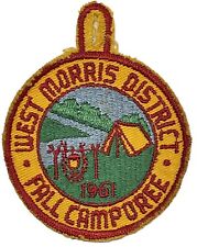 West Morris District Patch 1961 Fall Camporee Morris Sussex Council BSA Badge picture