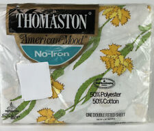 Vintage Thomaston Double Fitted Sheet MCM floral NOS 54x76 no iron picture