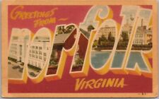 NORFOLK, Virginia Large Letter Postcard Multi-View / DEXTER Linen c1940s Unused picture