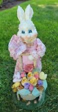 Vintage Fabric Mache Resin Spring Easter Bunny About 13-14