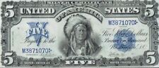 Replica 1899 $5 bill on card picture