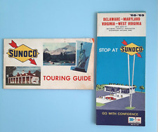 Vtg 1960s Sunoco Road Map + Touring Guide Delmarva De Md Va Wv  credit card ads picture