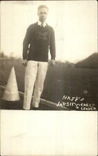 Male Varsity Cheerleader - Gender Roles Gay etc c1910 Real Photo Postcard picture