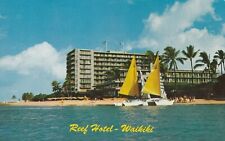 Hawaii Postcard - The Reef Hotel Waikiki Beach Catamaran Off Shore picture