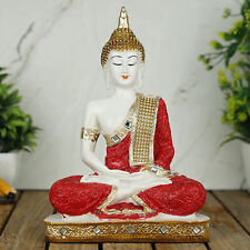 Traditional Beautiful Buddha Showpiece Color Red & White & Glossy for Gifting picture