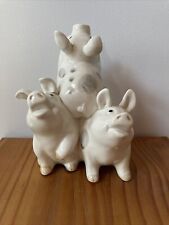 Vintage Omnibus OCI Japan Stacked 3 Pigs Figurine 7” Pig Pile Porcelain picture