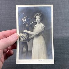 Antique Postcard RPPC Victorian Lady with Potted Plant F.A. Trevor Scunthorpe UK picture
