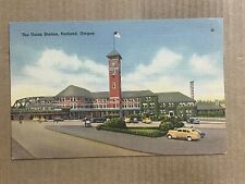 Postcard Portland OR Oregon Union Station  Train Railroad Depot Old Cars picture