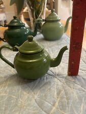Vintage Green Enamel Ware Teapot With Hinged Lid.  picture