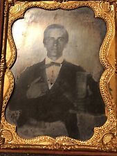 1850s-60s Ambrotype Young Man With Book Harvard Or Yale?  Half Plate. picture