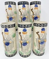 Vintage Orchids Of Hawaii Tiki Mug Set of 6 Japan Wise Old Man Art Pottery Cup picture