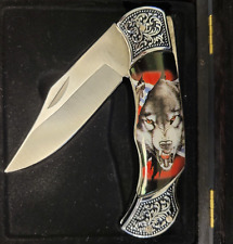 Snarling Wolf Stainless Steel Blade Folding Pocket Knife picture
