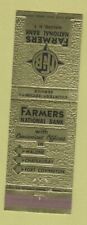 Matchbook Cover - Farmers National Bank Malone Chateaugay Fort Covington NY picture