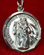 Nun's Vatican Pilgrimage RARE Vintage Sterling St Christopher Habit Rosary Medal picture