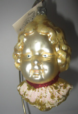 Larry Fraga Girl Blonde Curls Gold Glitter Christmas Tree Ornament Tag SIGNED picture