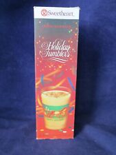 Vintage Sweetheart Happy Holiday Crystal Clear Plastic 10oz. Tumblers 14 IOB EUC picture