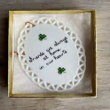 Irish FRIENDS ARE ALWAYS AT HOME IN OUR HEARTS Oval Shaped Porcelain Ornament picture