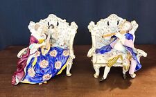Edme Samson Pair French Porcelain Figurines Meissen Style of Crinoline Musicians picture