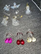 Miniature Spun Clear Glass Angel Ornaments with Color Detailing Lot of 7 picture