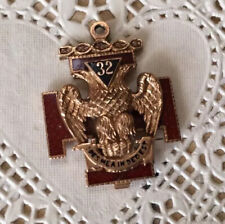 14k Freemason Masonic 32 Decree Double Eagle Antique Charm 11 Grams Estate picture