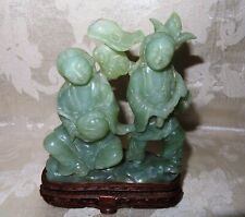 Outstanding Chinese Jadeite Carving of Two Figures 6 1/4