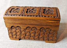 Small Vintage Handcarved Wooden Trinket Chest picture