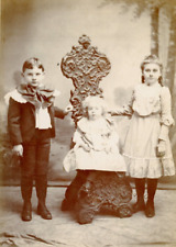 Antique Victorian Ornately carved chair Cute Children Boy Girl gem photo NY picture